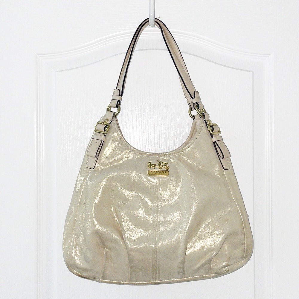 Coach Metallic Cream Shoulder Bag